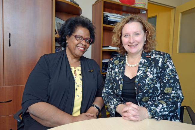 MGH President & CEO Sarah Downey with Penny Walcott, former Surgery Director