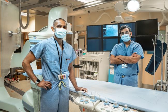 Dr. Harindra Wijeysundera and Dr. Mohammad Zia in procedure room at Sunnybrook