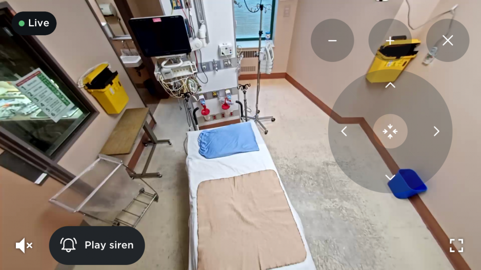 View of room from physician mobile device