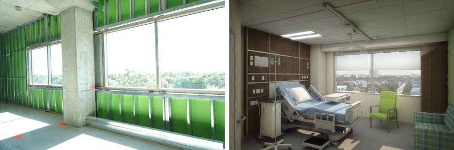 Progress on patient rooms in MGH's new Patient Care Centre