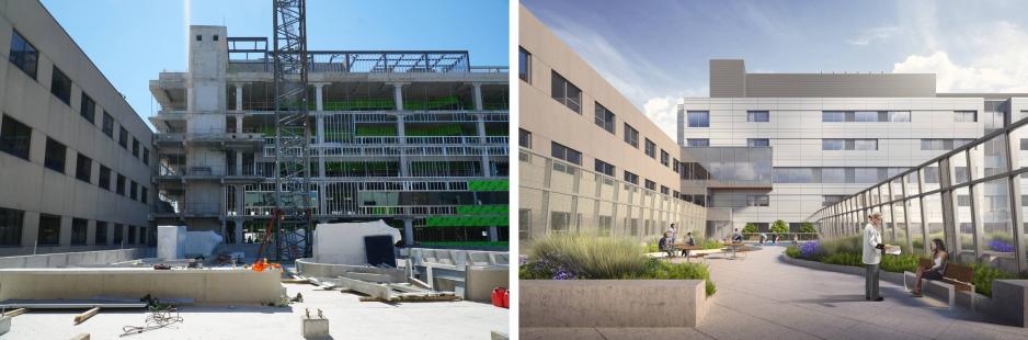 Progress on the outdoor terrace at MGH's new Patient Care Centre