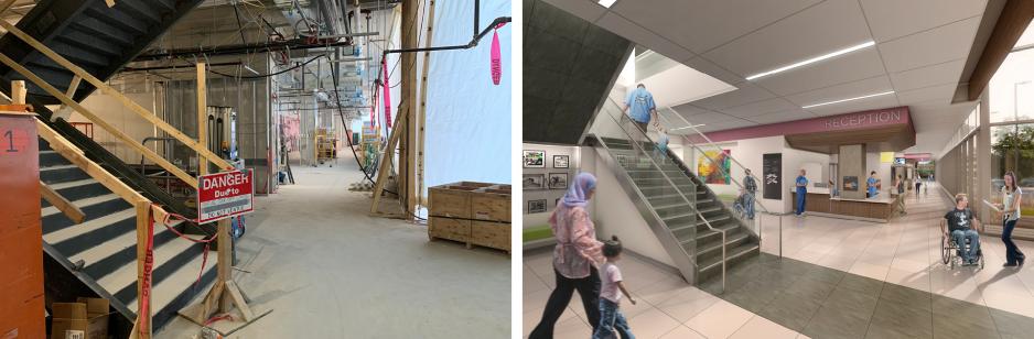 Progress on feature staircase and level 1 outpatient clinics 