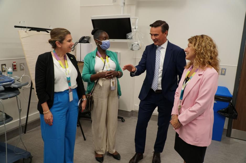 From left: Melanie Kohn, President and CEO; Cheryl Nelson, Manager of Clinical Simulation and Immersive Learning at MGH; Scott Rands; and Mikki Layton, Chief Nurse Executive.